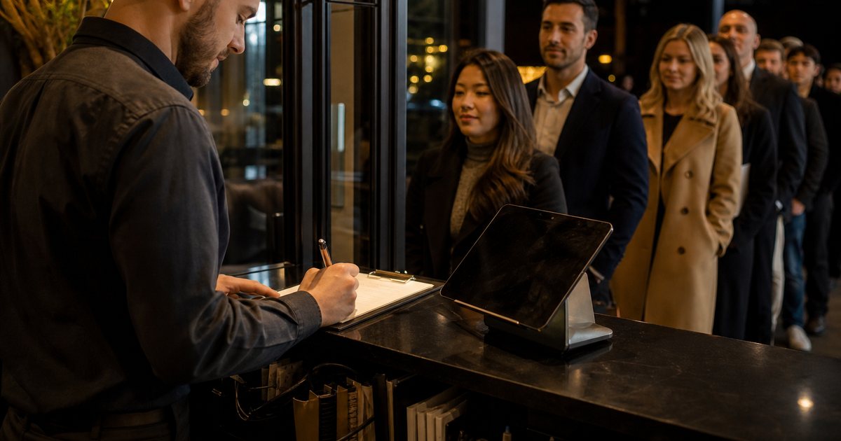 What should a host stand do when the waitlist app or Wi-Fi goes down mid-service?